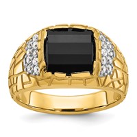 IBGoodman 14K Yellow Gold 0.25 Carat Lab Grown Diamond VS SI+ G+ and Onyx Complete Nugget Men's Ring view 1