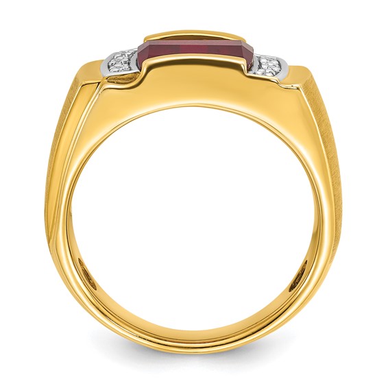 GTS YG GARNET/DIA RING WITH J-BACK
