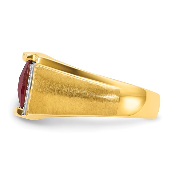 GTS YG GARNET/DIA RING WITH J-BACK