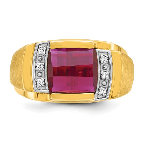 GTS YG GARNET/DIA RING WITH J-BACK