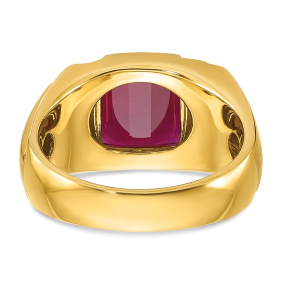 GTS YG GARNET/DIA RING WITH J-BACK