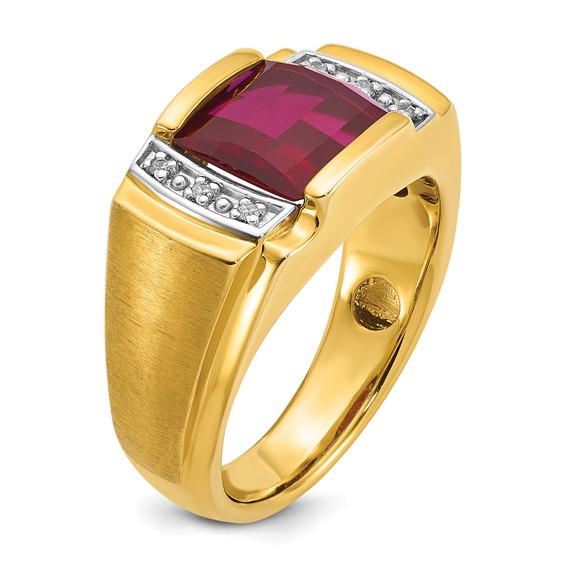 GTS YG GARNET/DIA RING WITH J-BACK