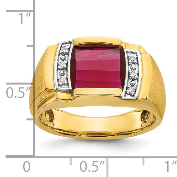 GTS YG GARNET/DIA RING WITH J-BACK
