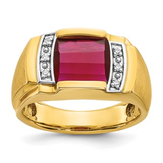 GTS YG GARNET/DIA RING WITH J-BACK