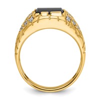 IBGoodman 14K Yellow Gold 0.25 Carat Lab Grown Diamond VS SI+ G+ and Onyx Complete Nugget Men's Ring view 3