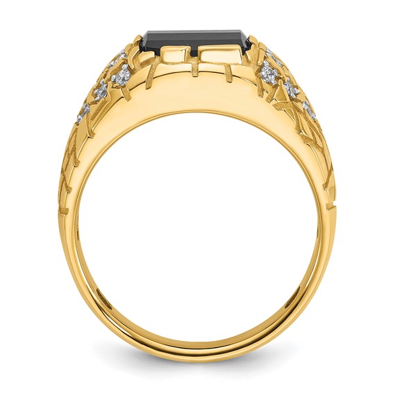 IB Goodman 14k Mens Barrel Onyx and 1/4 carat Diamond Nugget Complete Ring