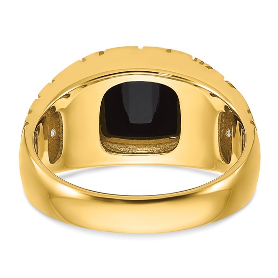 IB Goodman 14k Mens Barrel Onyx and 1/4 carat Diamond Nugget Complete Ring