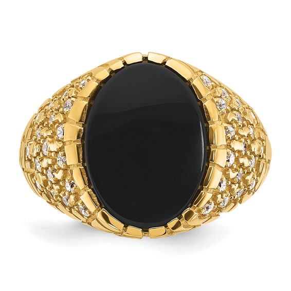IB Goodman 14k Mens Oval Onyx and 1/2 carat Diamond Nugget Complete Ring