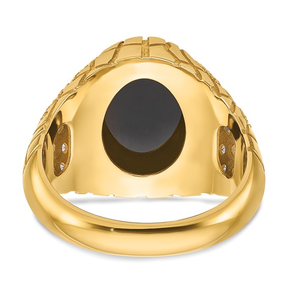 IB Goodman 14k Mens Oval Onyx and 1/2 carat Diamond Nugget Complete Ring