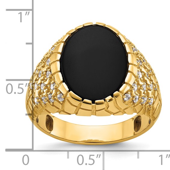 IB Goodman 14k Mens Oval Onyx and 1/2 carat Diamond Nugget Complete Ring