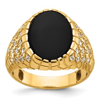 IB Goodman 14k Mens Oval Onyx and 1/2 carat Diamond Nugget Complete Ring