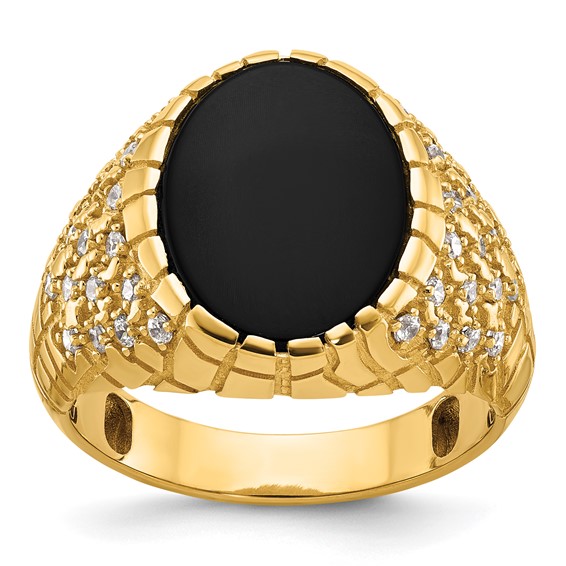 IB Goodman 14k Mens Oval Onyx and 1/2 carat Diamond Nugget Complete Ring