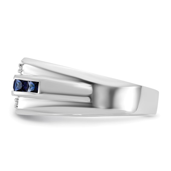 10kw IBGoodman Men's Created Blue Sapphire & Lab Grown Diamond Ring