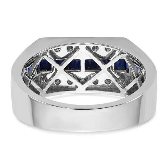 10kw IBGoodman Men's Created Blue Sapphire & Lab Grown Diamond Ring