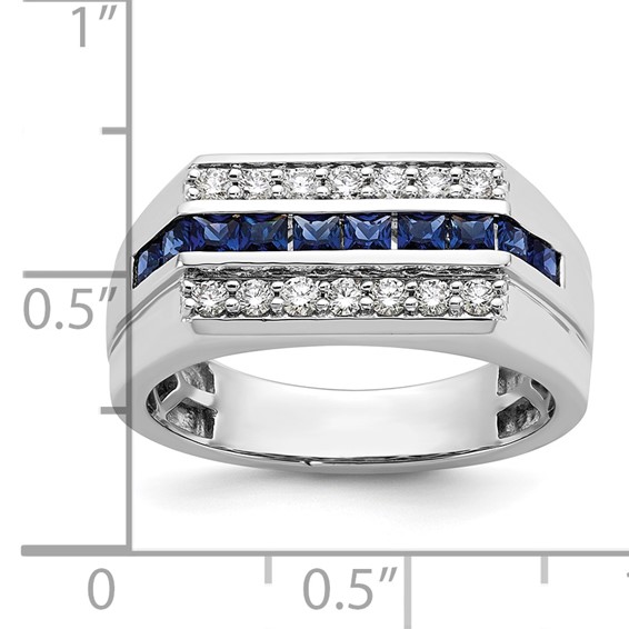 10kw IBGoodman Men's Created Blue Sapphire & Lab Grown Diamond Ring