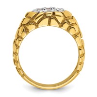 IBGoodman 14K Two-Tone 1 Carat Lab Grown Diamond VS SI+ G+ Complete Men's Textured Cluster Nugget Ring view 2