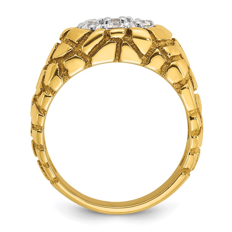 IBGoodman 14k Two-Tone 1 carat Lab Grown Diamond VS/SI+ G+ Complete Men's Textured Cluster Nugget Ring