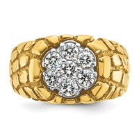 IBGoodman 14K Two-Tone 1 Carat Lab Grown Diamond VS SI+ G+ Complete Men's Textured Cluster Nugget Ring view 4