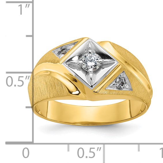 14k Two-Tone IBGoodman Men's Satin Lab Grown VS/SI FGH Dia Complete Ring