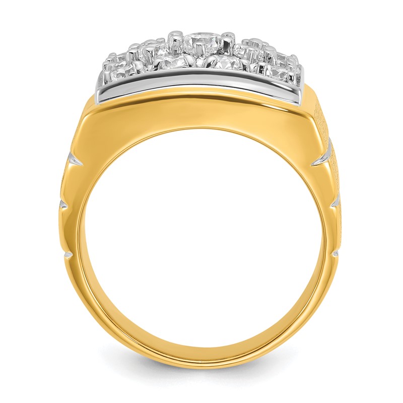 IBGoodman 14k with White Rhodium 1 7/8 carat Lab Grown Diamond VS/SI+ G+ Polished Satin and Grooved Men's Cluster Ring