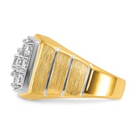 IBGoodman 14K with White Rhodium Polished Satin and Grooved Men's Cluster Ring Mounting view 3