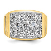 IBGoodman 14K with White Rhodium Polished Satin and Grooved Men's Cluster Ring Mounting view 4