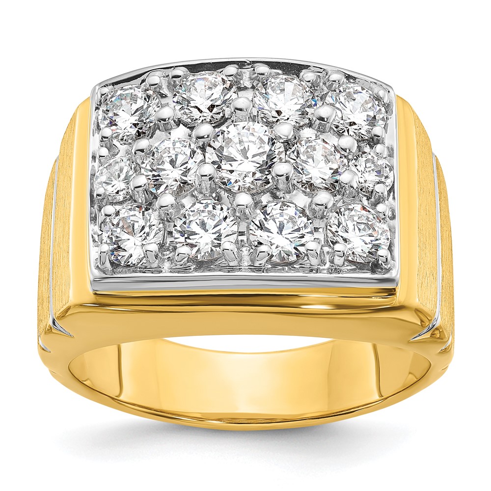 IBGoodman 14K with White Rhodium Polished Satin and Grooved Men's Cluster Ring Mounting