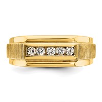 IBGoodman 14K Yellow Gold 0.25 Carat Lab Grown Diamond VS SI+ G+ Complete Polished and Satin Five Stone Men's Ring view 4