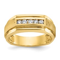 IBGoodman 14K Yellow Gold 0.25 Carat Lab Grown Diamond VS SI+ G+ Complete Polished and Satin Five Stone Men's Ring view 1
