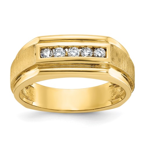 IBGoodman 14K Yellow Gold Polished and Satin Five Stone Men's Ring Mounting