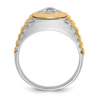 IBGoodman 14K Two Tone 0.38 Carat Lab Grown Diamond VS SI+ G+ Complete Polished Satin and Textured Men's Ring view 2
