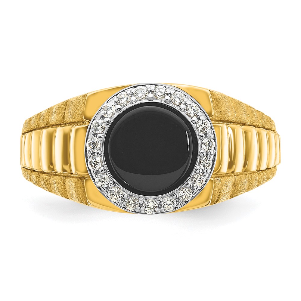 10k Two-tone IBGoodman Men's Onyx and Diamond Complete Ring | J.C.’s ...