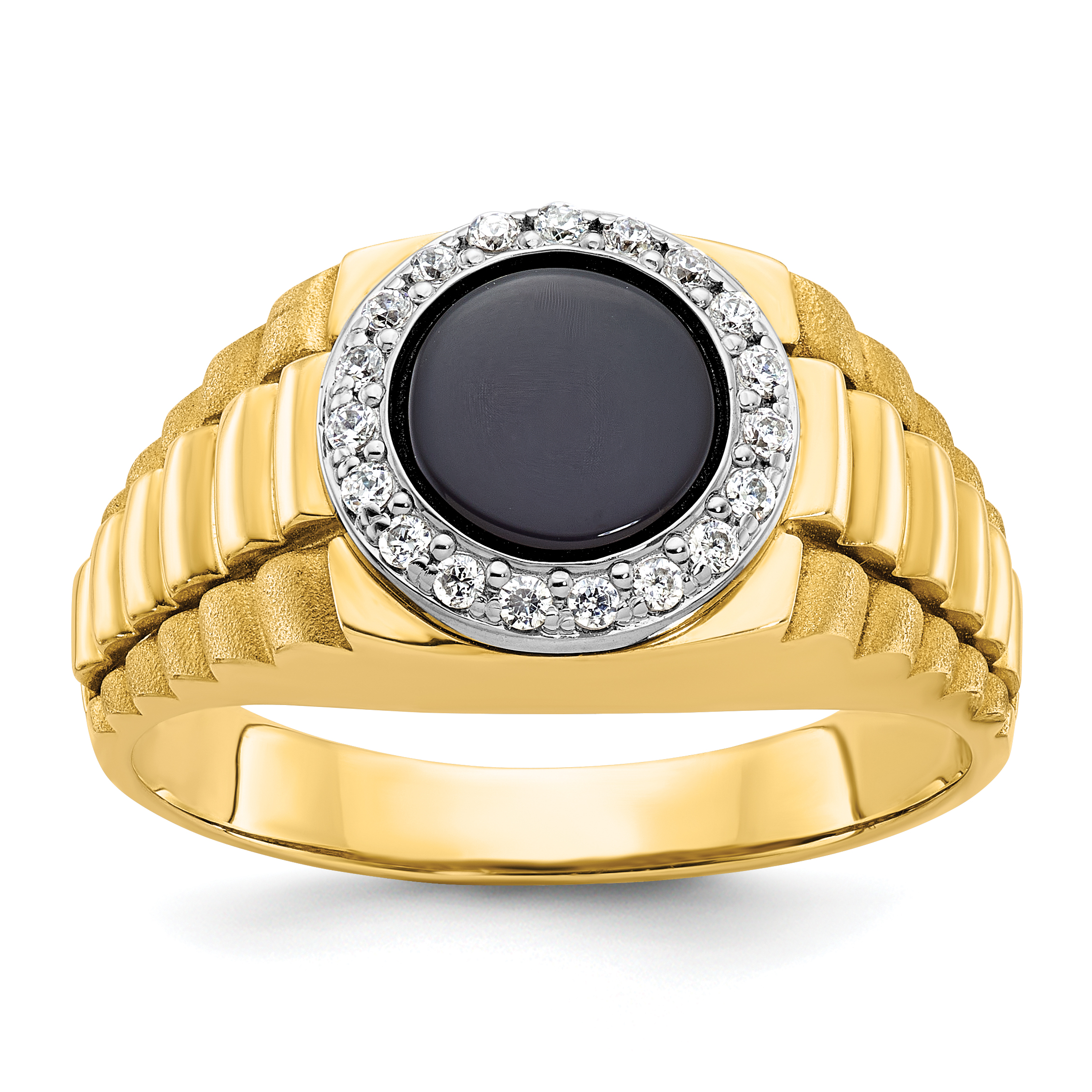 14k Two-tone IBGoodman Men's Onyx and 1/5 carat Diamond Complete Ring (B56510-4YWOX/AA)