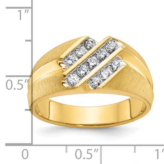 10k IBGoodman Men's Polished Satin and Grooved Ring Mounting