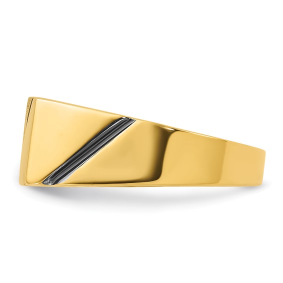 IB Goodman 14k with Black Rhodium Mens Polished and Satin 1/4 carat Diamond Complete Ring