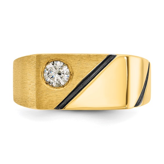 IB Goodman 14k with Black Rhodium Mens Polished and Satin 1/4 carat Diamond Complete Ring