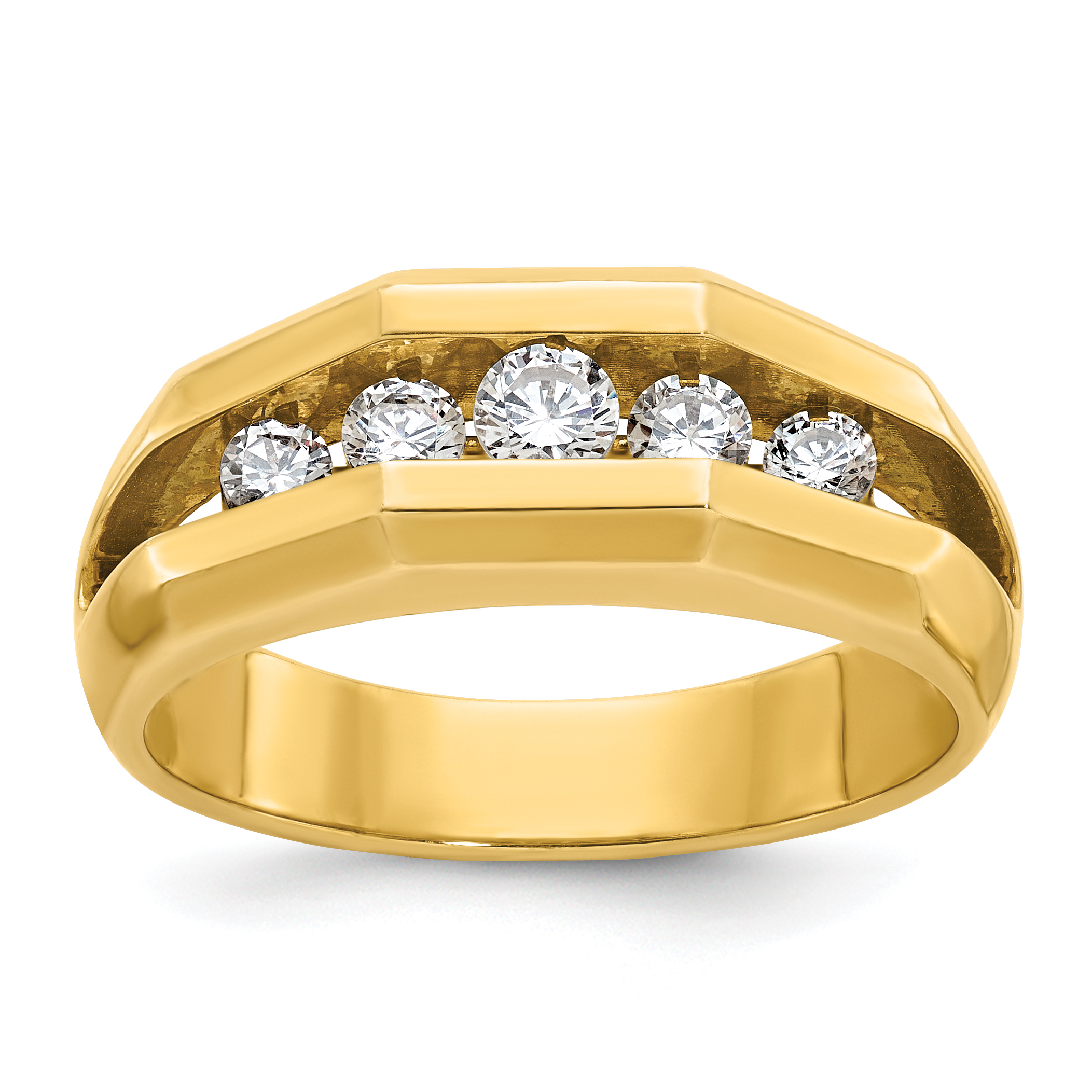 IBGoodman 14k Men's Polished Cut-Out 5-Stone 1/2 Carat AA Quality Diamond Ring (B56718-4YAA)