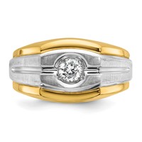 IBGoodman 14K Two-tone 0.33 Carat Lab Grown Diamond VS SI+ G+ Complete Polished and Satin Men's Ring view 4
