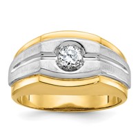 IBGoodman 14K Two-tone 0.33 Carat Lab Grown Diamond VS SI+ G+ Complete Polished and Satin Men's Ring view 1