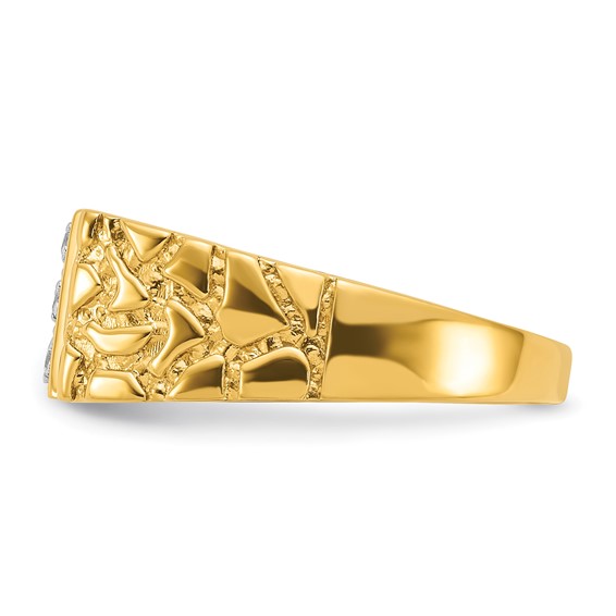 IBGoodman 14k .02 carat Lab Grown Diamond VS/SI+ G+ Complete Textured Men's Nugget Ring