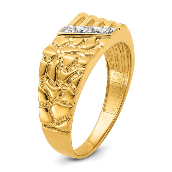 IBGoodman 14k .02 carat Lab Grown Diamond VS/SI+ G+ Complete Textured Men's Nugget Ring