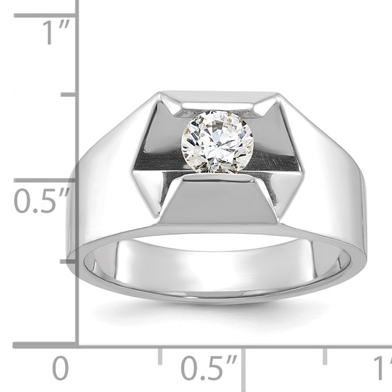 14k White Gold IBGoodman Men's Polished 1/4 Carat AA Diamond Ring