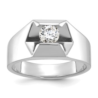 14k White Gold IBGoodman Men's Polished 1/4 Carat AA Diamond Ring