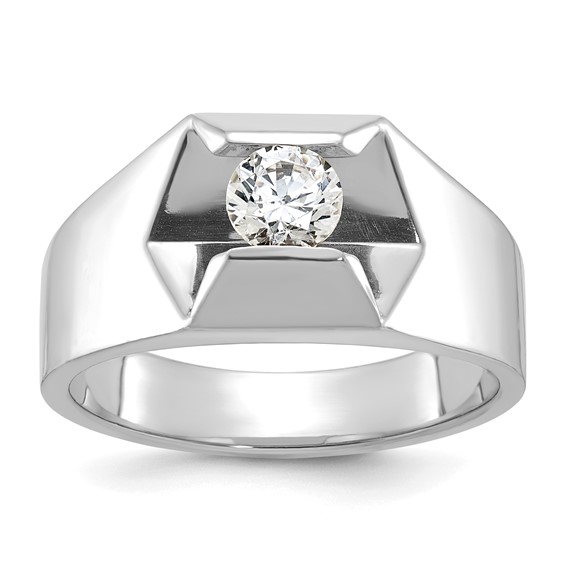 14k White Gold IBGoodman Men's Polished 1/4 Carat AA Diamond Ring