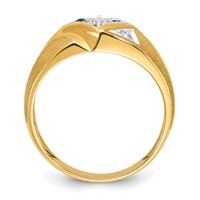 IBGoodman 14K Yellow Gold Ring with White Rhodium 0.20 Carat Lab Grown Diamond VS SI+ G+ Complete Polished and Satin Men's view 2