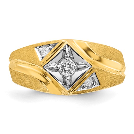 IBGoodman 14k with White Rhodium 1/5 carat Lab Grown Diamond VS/SI+ G+ Complete Polished and Satin Men's Ring