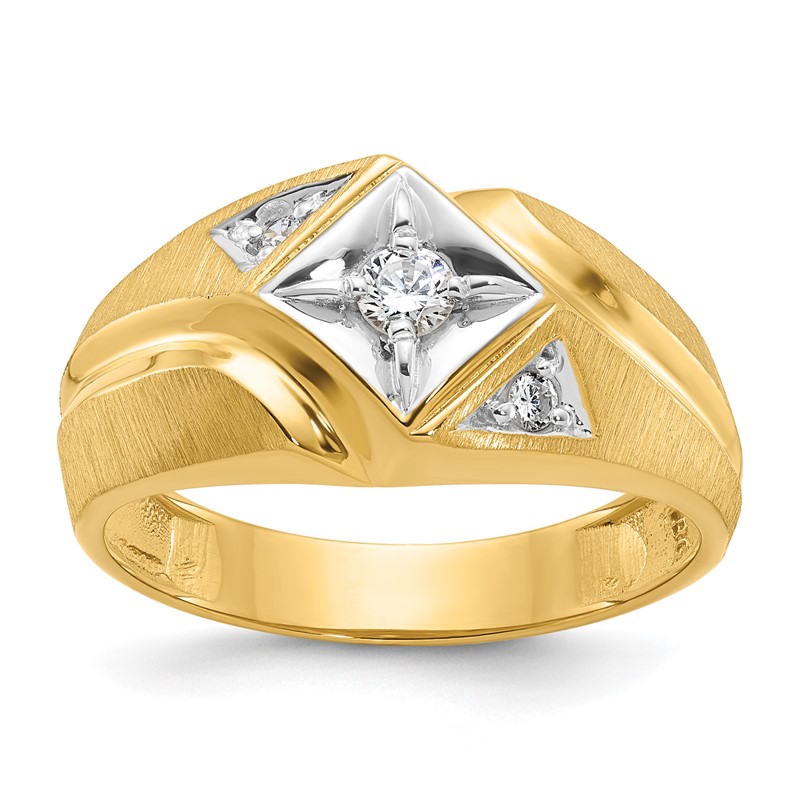 IBGoodman 14k with White Rhodium 1/5 carat Lab Grown Diamond VS/SI+ G+ Complete Polished and Satin Men's Ring