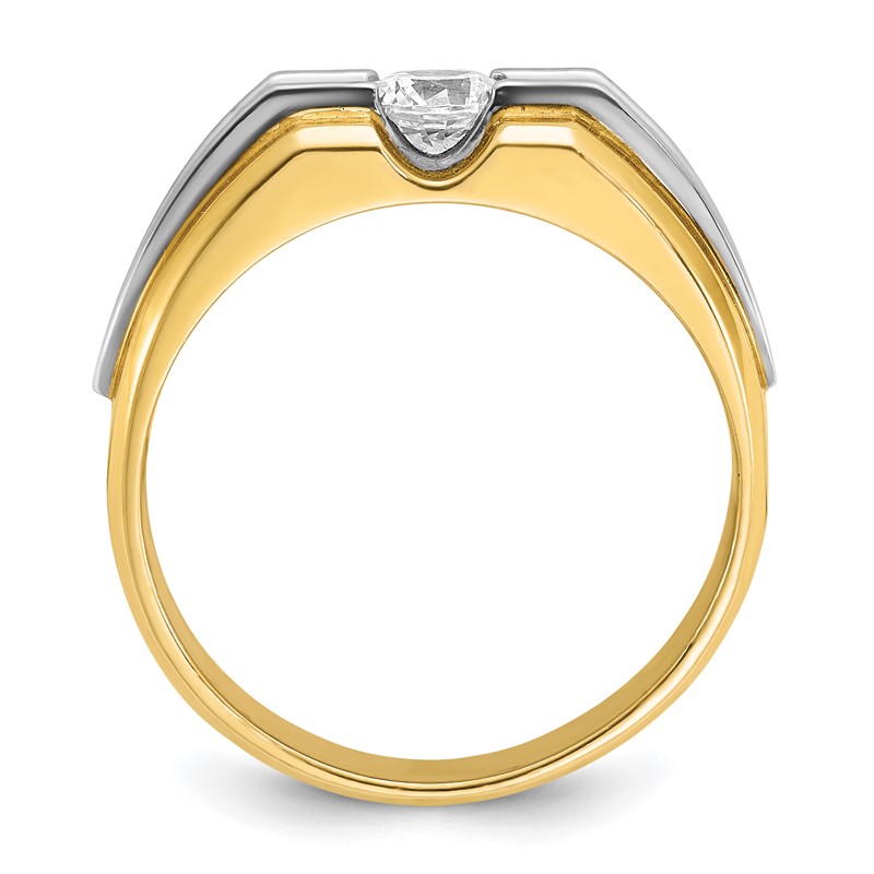 IBGoodman 14k Two-tone 1/2 carat Lab Grown Diamond VS/SI+ G+ Complete Polished and Satin Men's Ring
