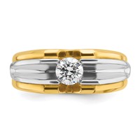 IBGoodman 14K Two-tone 0.50 Carat Lab Grown Diamond VS SI+ G+ Complete Polished and Satin Men's Ring view 4