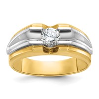 IBGoodman 14K Two-tone 0.50 Carat Lab Grown Diamond VS SI+ G+ Complete Polished and Satin Men's Ring view 1